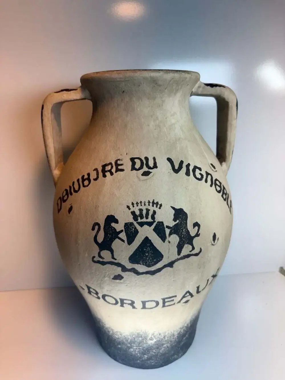 Domaine Des Vignobles French Wine Pottery Jar Amphora Vase Bordeaux